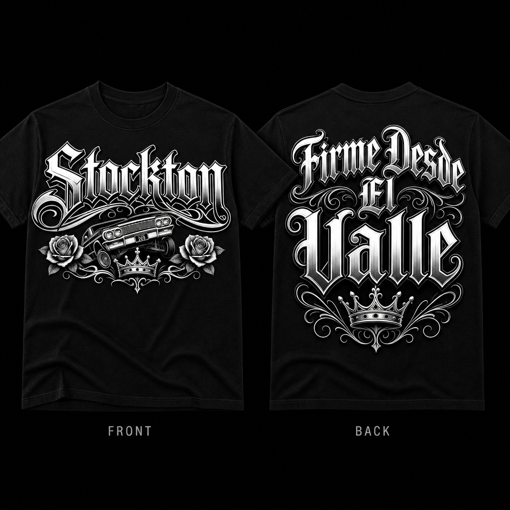 Stockton / Firme Desde El Valle – Black Tee (Front & Back Print)